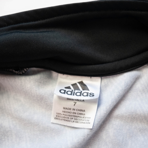 Adidas Big Boy's 7 Black White Tricot Tracksuit Jacket - Picture 3 of 10